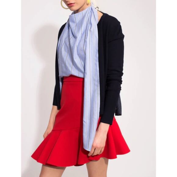 MSGM Milano NWT Red Asymmetrical Ruffle Mini Skirt Italian Size 46 - Picture 2 of 12